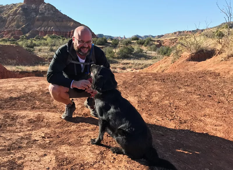 Image: Dale Blasingame and his travel partner, Lucy, in Palo Duro.