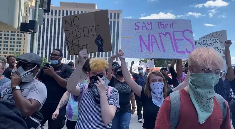 Image: Protesters on Saturday filled the streets of downtown Dallas.