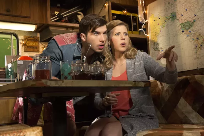 Image: Adam Hagenbuch performs with Jodie Sweetin in Fuller House.