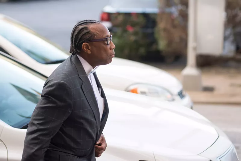 Image: Dallas County Commissioner John Wiley Price on the way into a federal courtroom in April