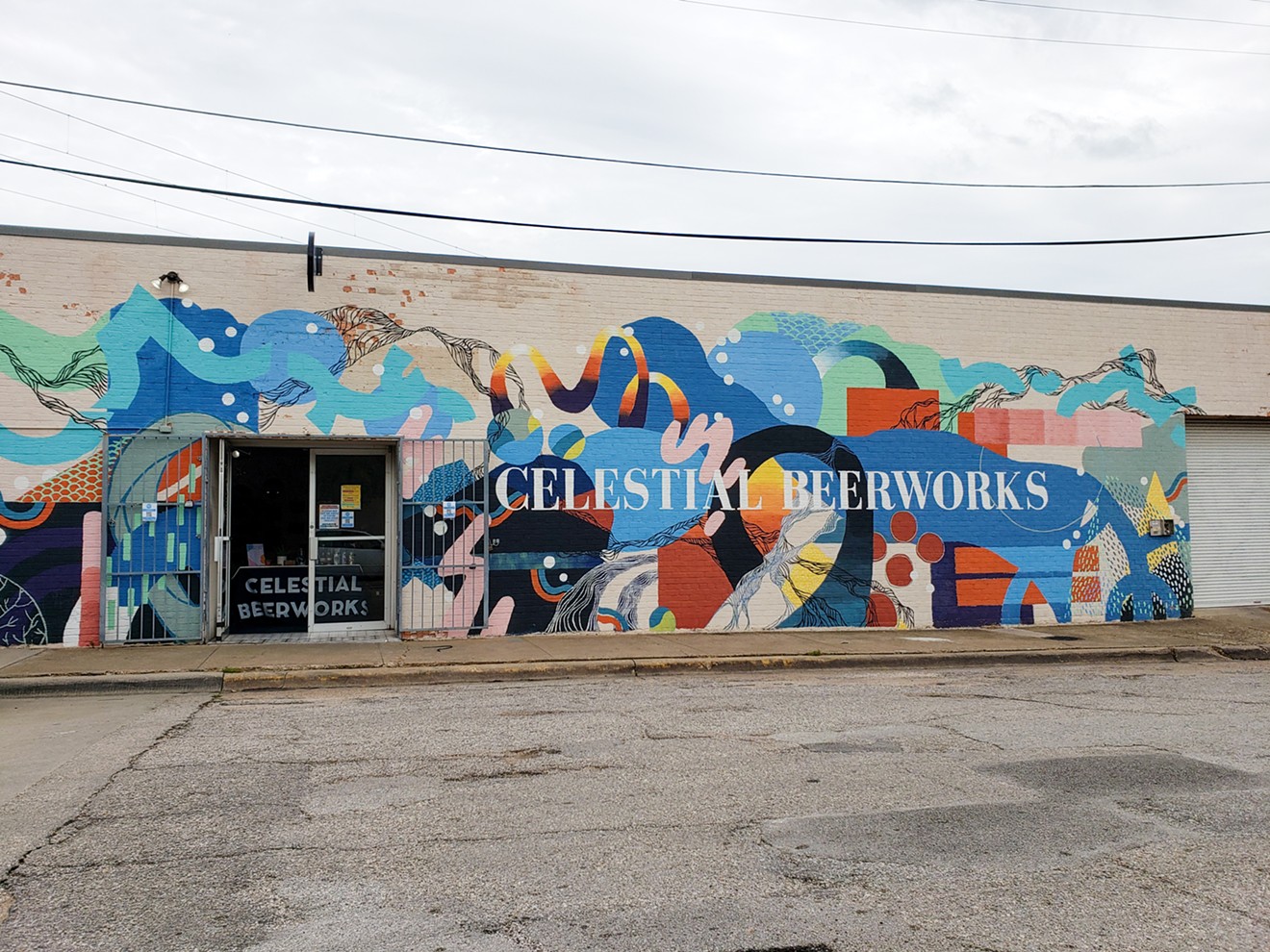The mural on the outside of Celestial Beer Works