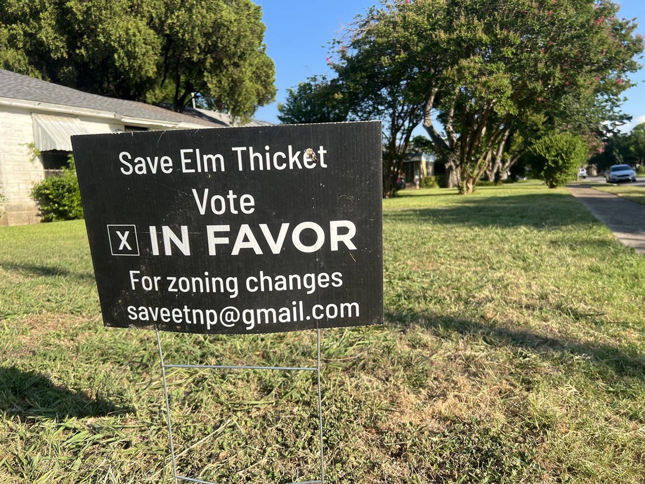 You can find signs for and against the proposed zoning changes all over the Elm Thicket-Northpark neighborhood.