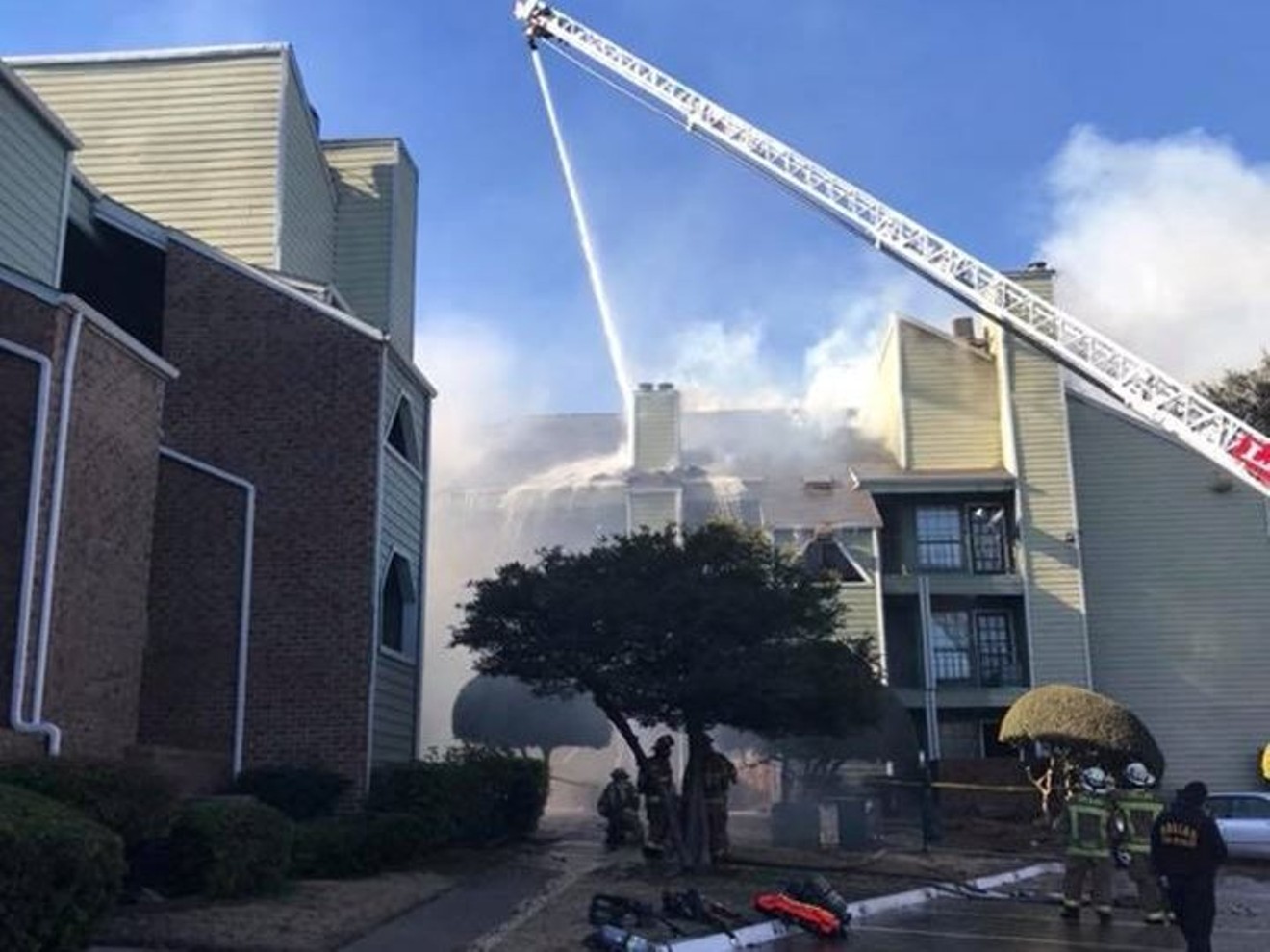 Firefighters extinguished a four-alarm fire at the Sable Ridge apartment complex in North Dallas on Jan. 25.