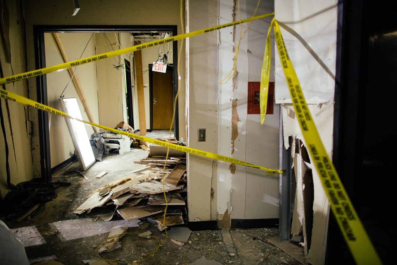 The aftermath of the explosion that killed Micah Johnson in El Centro College's C Building.