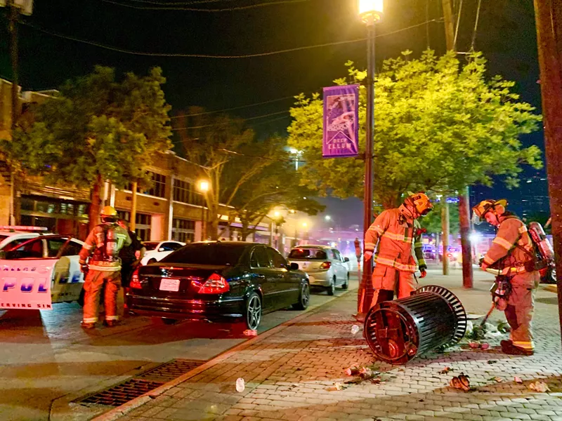Image: First responders closed off multiple streets as Saturday night's protests progressed in downtown Dallas, Deep Ellum and Uptown.