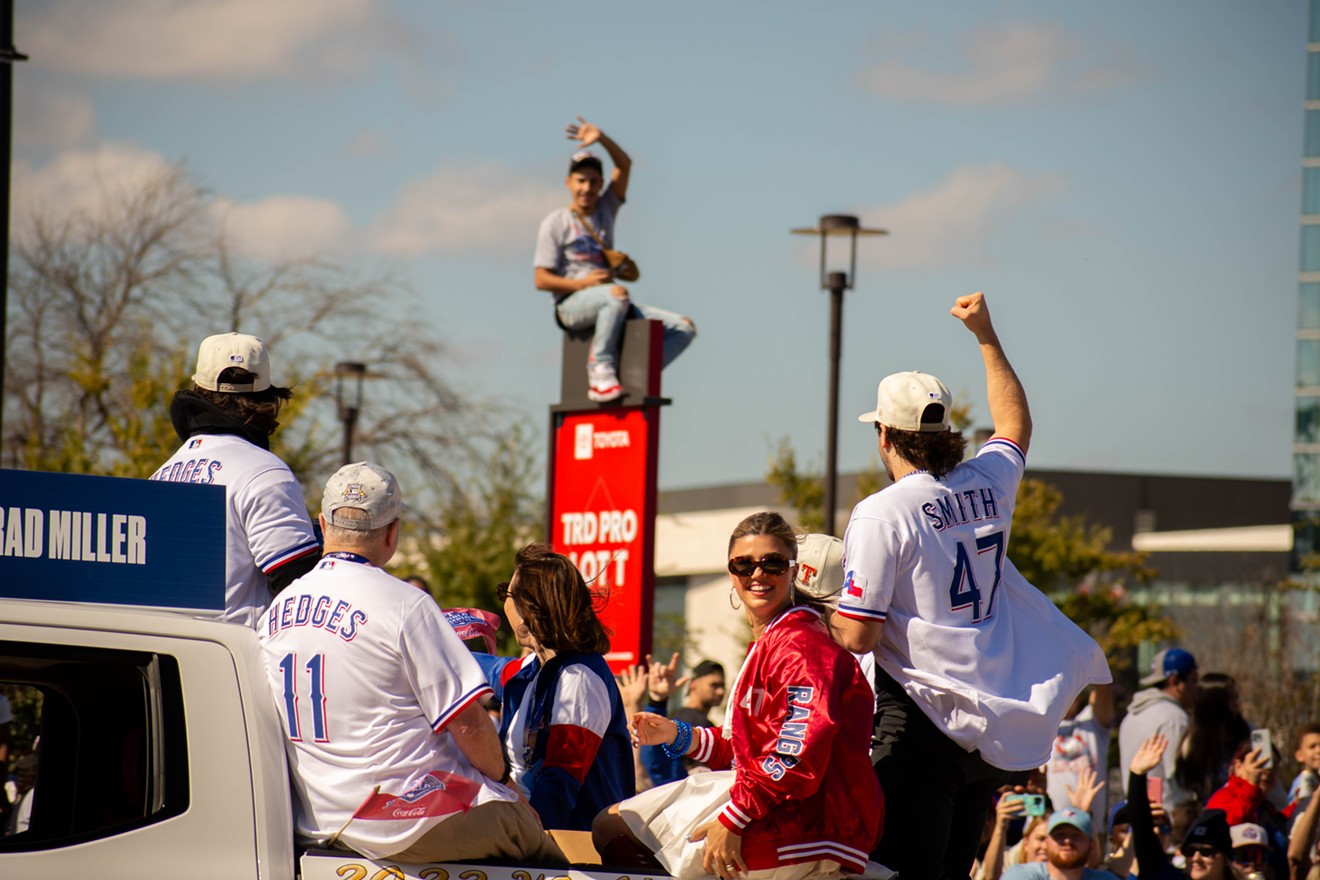 The Rangers and their fans celebrated in the streets of Arlington at the World Series victory parade in November.