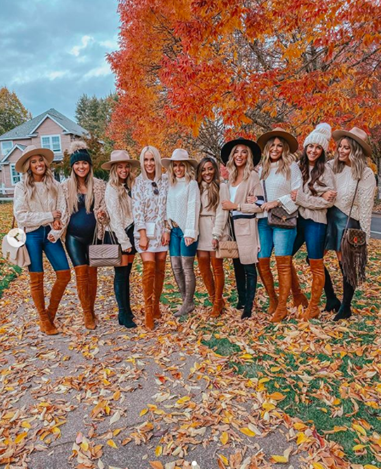 Pumpkin spice up your life. A Dallas infuencer goes viral for a group shot of women wearing boots and sweaters.