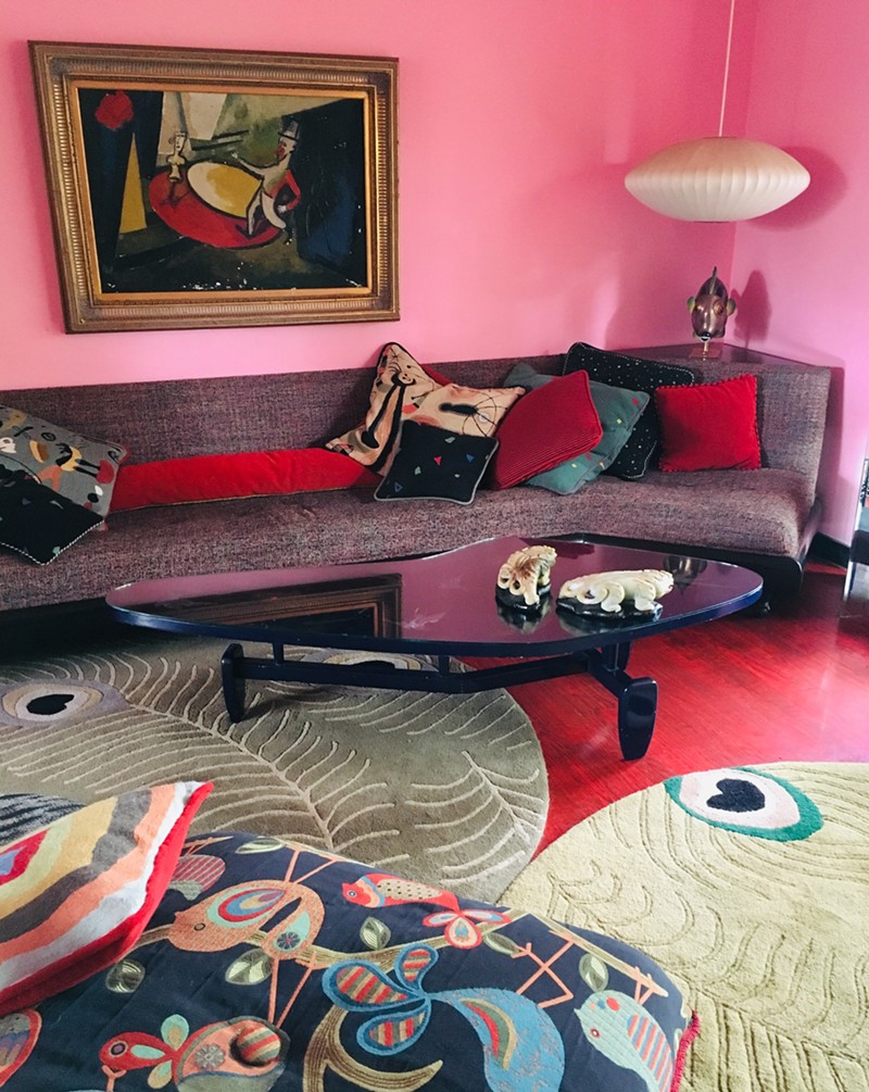 The coral walls, reds and greens make a Matisse dream in poet Rawlins Gilliland's home. You can DIY it this quarantine season. Got much else to do?