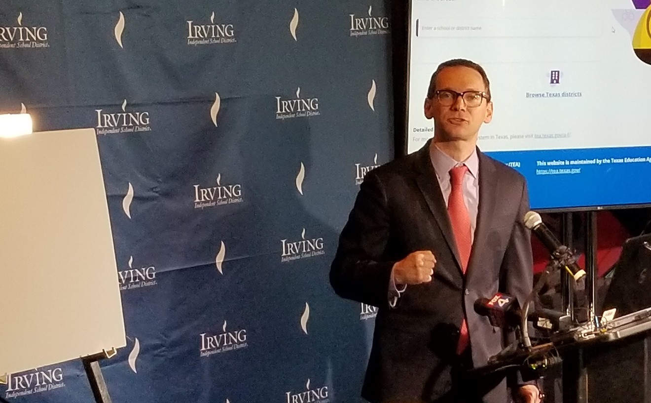 Texas Education Commissioner Mike Morath speaks at a press conference Thursday at Toyota Music Factory in Irving. Morath said the state's A-F school rating system gives parents a simple way to see how their children's schools measure up.