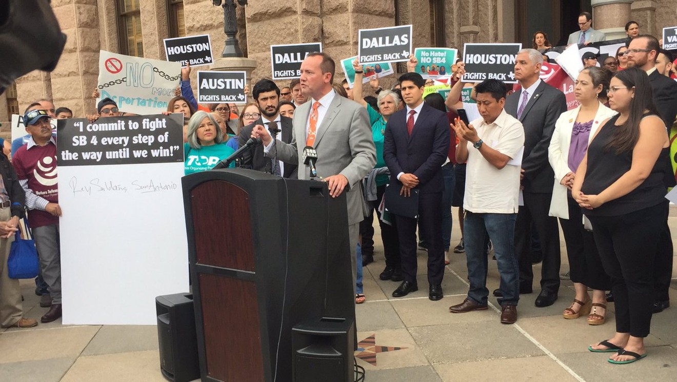 Philip Kingston talking about "our immigrant brothers and sisters" in Austin.