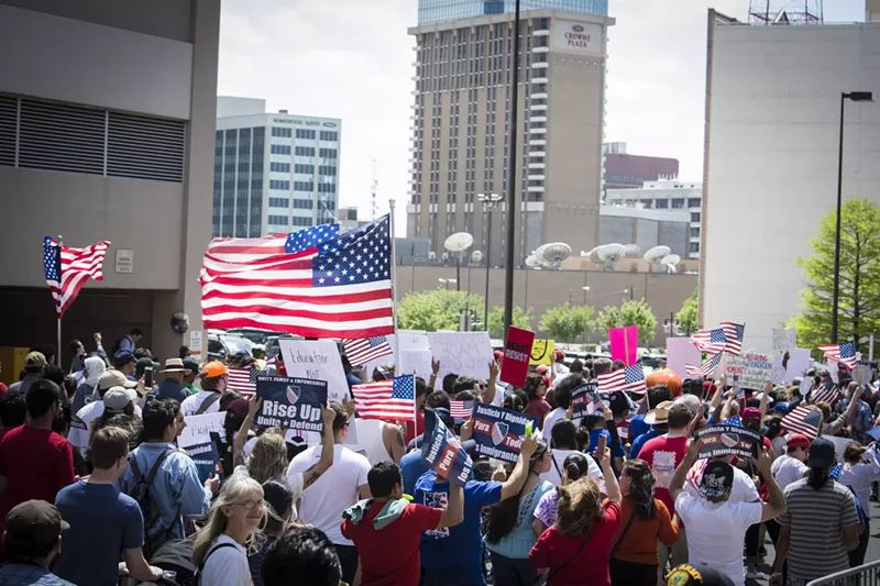 Image: Thousands marched through downtown Dallas in the Mega March 2017 on April 9.