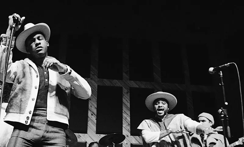 Image: Leon Bridges (left) collaborated with Keite Young (second from right) on a track for the Truth To Power album.