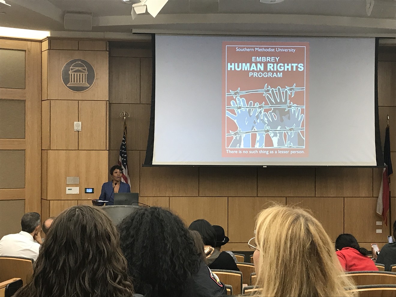 U. Renee Hall spoke about human trafficking during SMU's Embrey Human Rights Program's "Protecting Our Daughters and Sons" lecture.