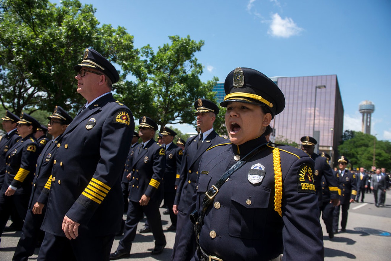 Officers attend the 2017 Dallas police memorial.