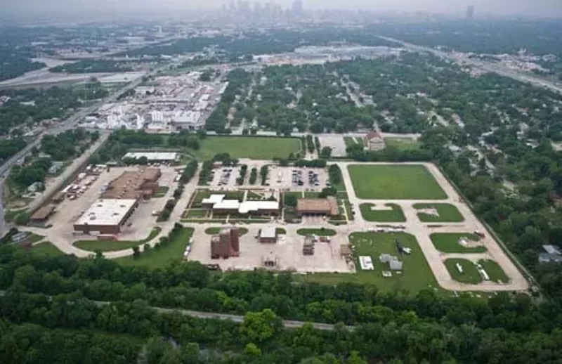 Image: An overhead view of Dallas Fire and Rescue's Dodd Training Center on Dolphin Road.