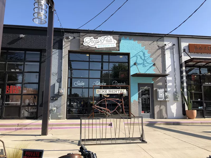 Image: The popular bike shop Local Hub is now a place where tourists can drop off their luggage while they explore Dallas.