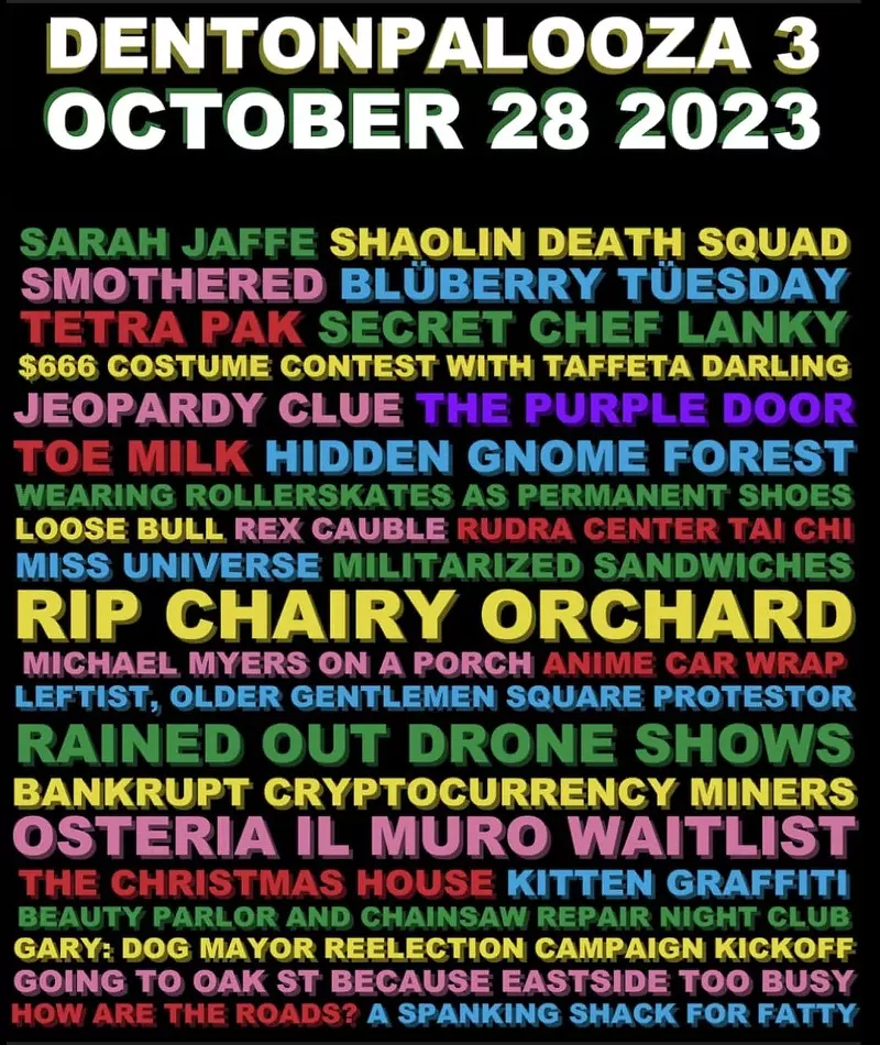 Image: This year's lineup for Dentonpalooza proves that the city has no shortage of characters.