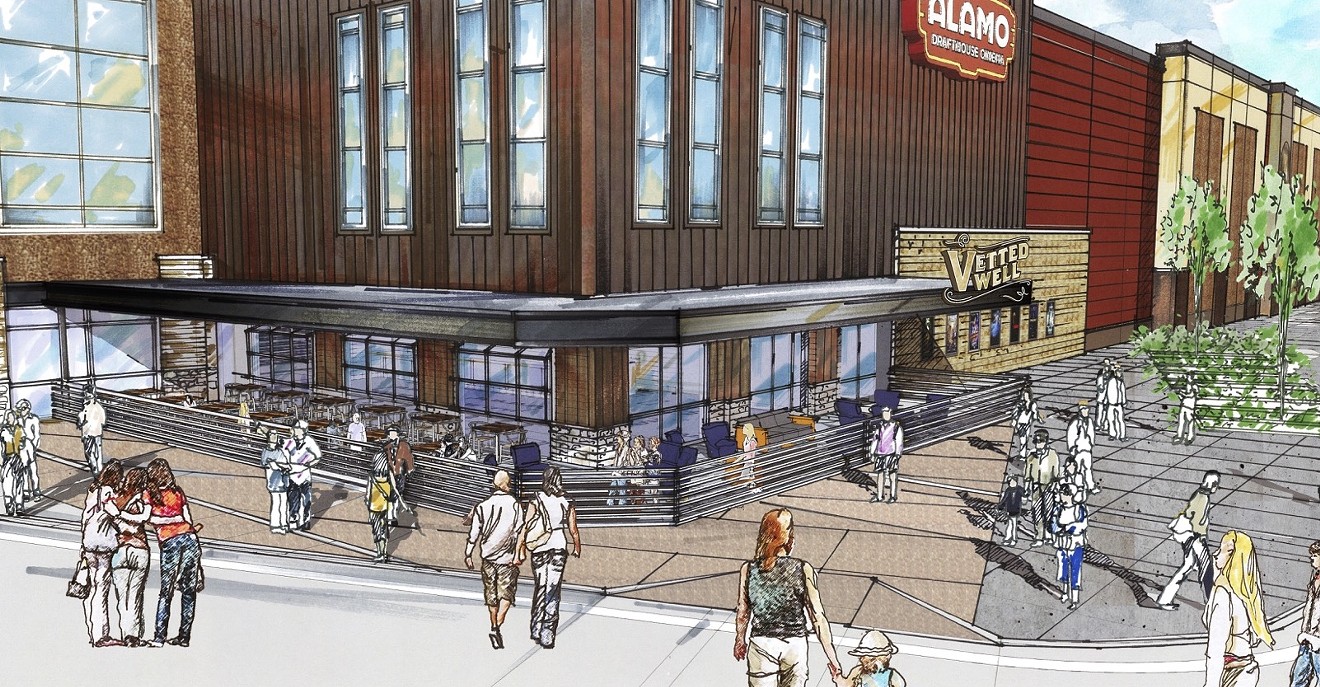 An artist's rendering of the new Alamo Drafthouse theater expected to open in Denton in June.