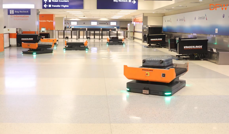 Image: These new autonomous vehicles are brand new to DFW Airport and are designed to streamline the baggage-handling process.