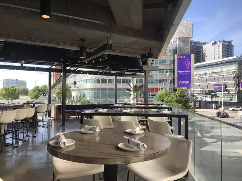 Image: The new Dibs on Victory has a second-floor patio overlooking Victory Park and the American Airlines Center.