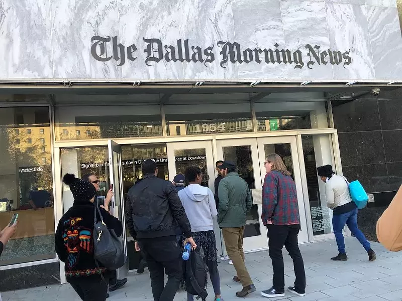 Image: Protesters in front of The Dallas Morning News in December