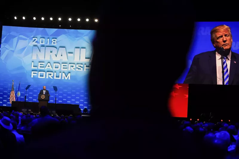 Image: President Donald Trump told the NRA convention in Dallas that no one will take Americans' guns while he's in office.