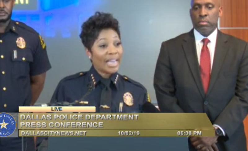 Image: Dallas Police Chief U. Renee Hall addresses the media on Oct. 2, 2019.