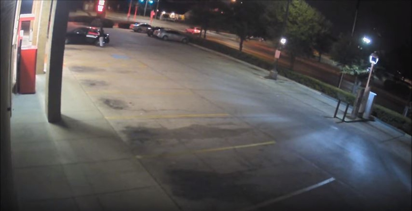 Video from Jan. 20 shows the suspect (top left) getting into the victim's car.