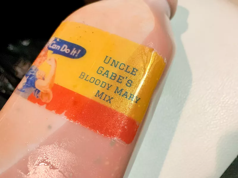 Image: I wiped this down with a Clorox wipe as soon as I received it; but there's a cute label Gabe Sanchez made for his bloody mary mix.