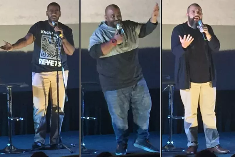 Image: Saudi Arabian comedians Khaliv Kalifa, Shak and Yaser Bakr performed Wednesday at the Magnolia Theater as part of the Comedy Caravan, a touring comedy show sponsored by the Middle East Institute.