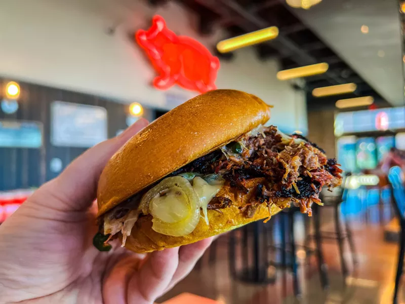 Image: Loop 9 BBQ's brisket Philly sandwich