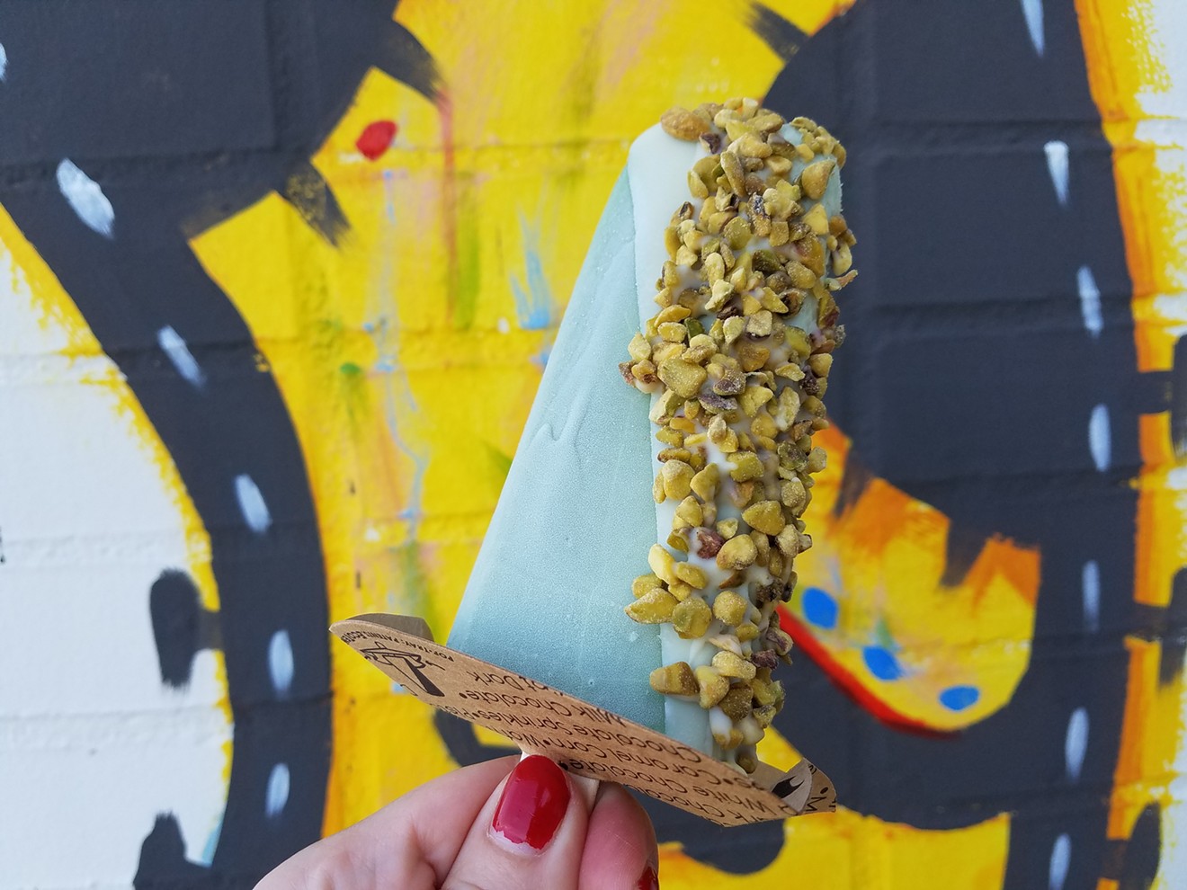 Popbar's pistachio on pistachio is like gelato with a stick up its ass. In a good way.