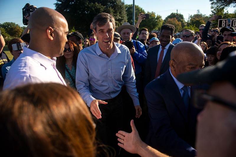 Colin Allred and Beto O'Rourke met with voters in Dallas last weekend.