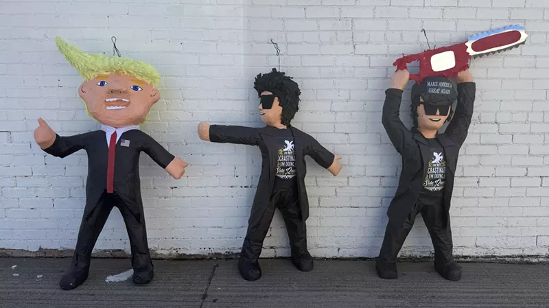 Image: Make America hate again. These are three of the political piñatas for sale at ABC Party HQ in Oak Cliff.