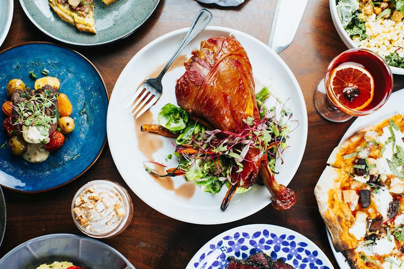 Turkey confit is on the menu at Encina, as well as a properly cooked steak and flatbreads.