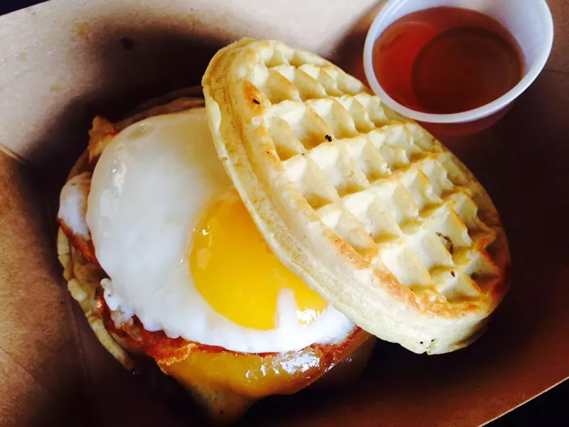 Image: The Waffle Burger at Texas Tapas on Elm.