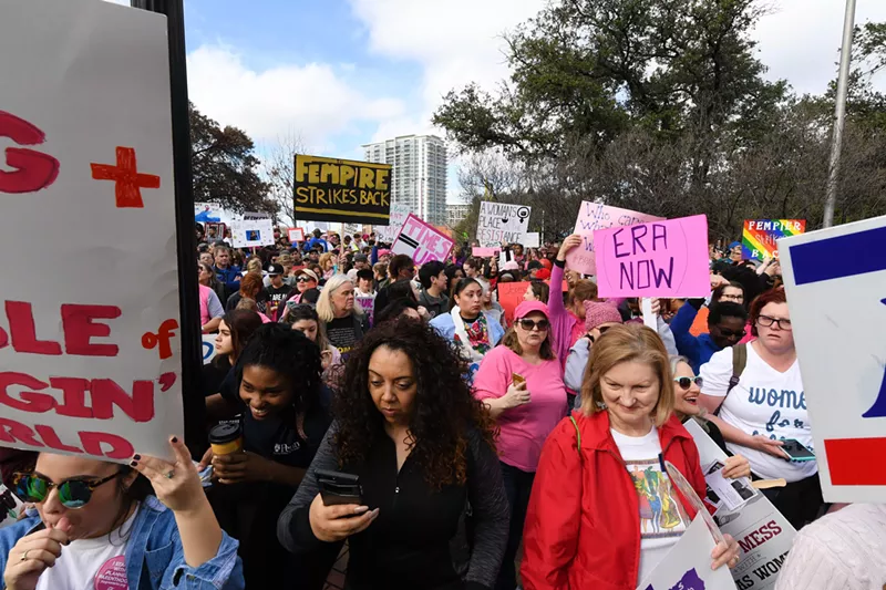 Image: During the Dallas Women's March in January, one sign read "ERA NOW."