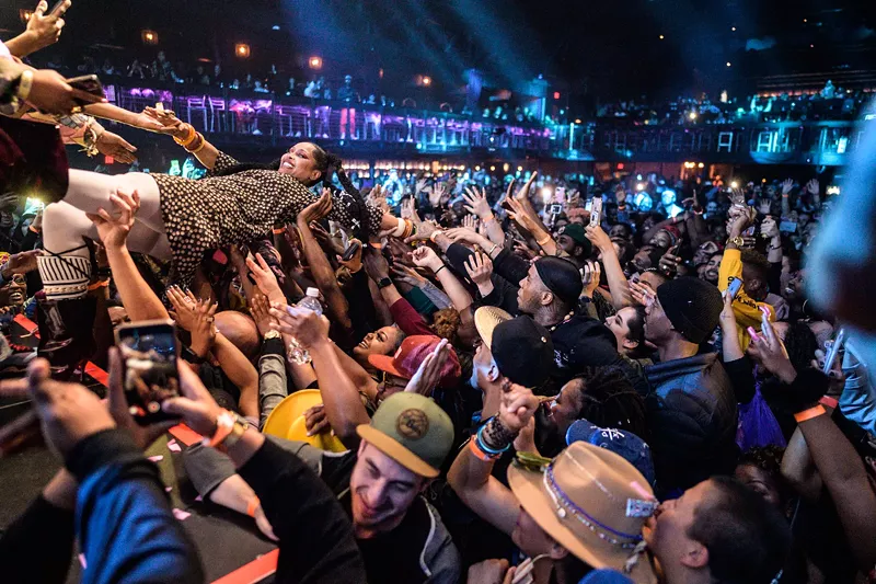 Image: Before COVID, stage diving existed. Erykah Badu's birthday bash should be wild again this year.