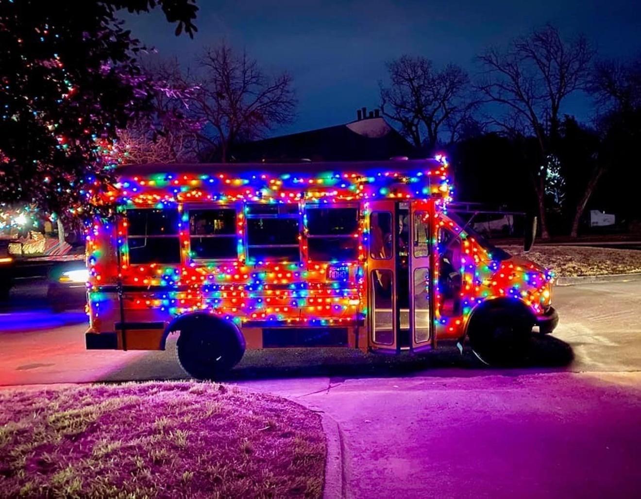 What better way to see the best Dallas lights than in a bus made of lights?
