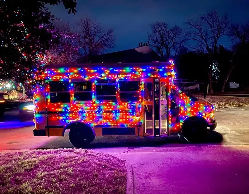 Image: What better way to see the best Dallas lights than in a bus made of lights?
