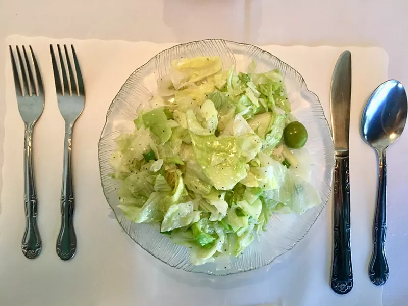 Image: The green salad that you know at Prego Pasta House.