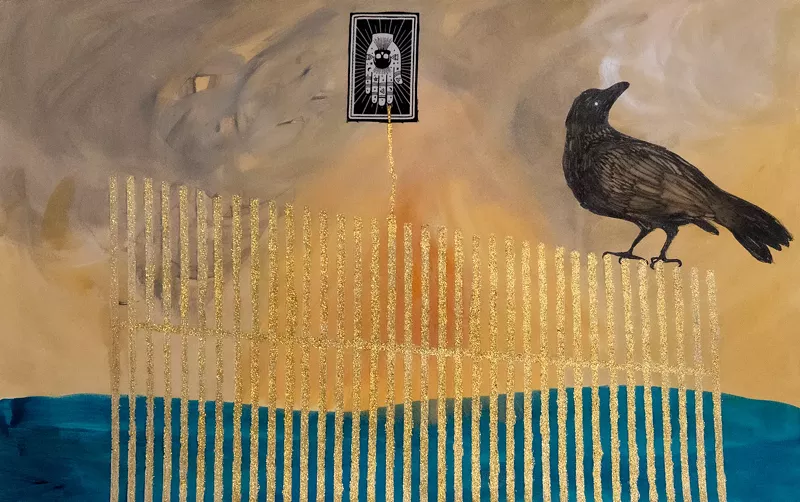 Image: "The New Golden Calf" by Tessa Morin is one of the works on display at Fronteriza.