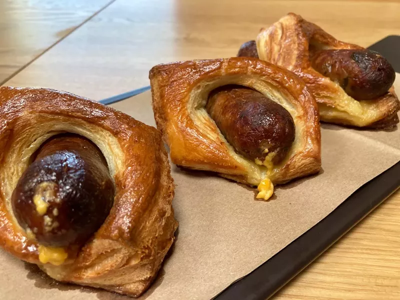 Image: The $6 smoked sausage kolache at Brown Bag Provisions.