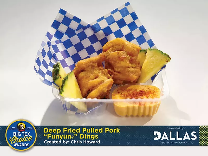 Image: The deep-fried pulled pork Funyun dings by Sherry and Chris Howard
