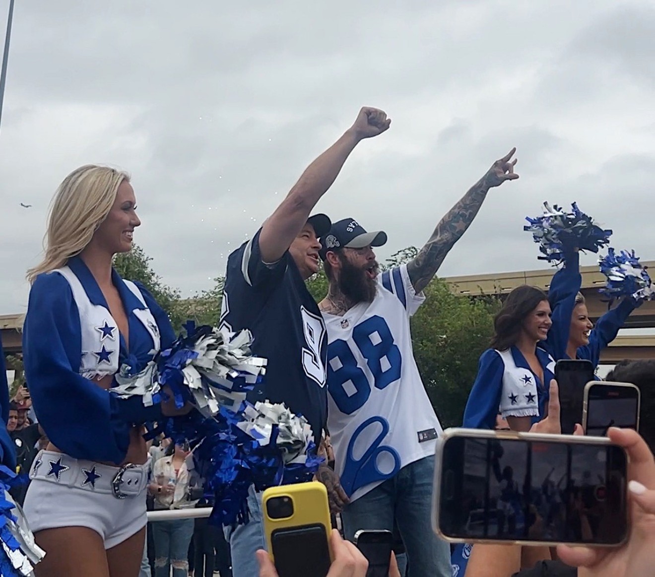 Raising Cane's CEO Todd Graves and Post Malone were joined by fans and Dallas Cowboys cheerleaders for the opening of a Cowboys-themed Raising Cane's restaurant on Northwest Highway.