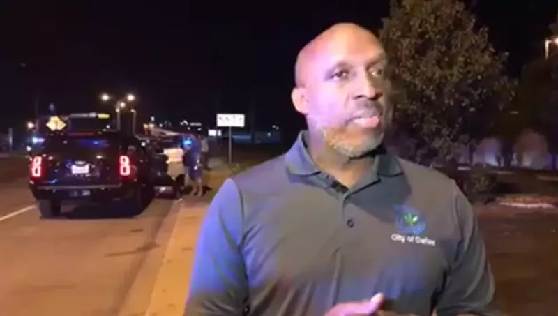 Image: Dallas City Manager T.C. Broadnax said Sunday night that the city was saddened by the death of a truck driver in an accident that once again stalled the city's efforts to remove the Robert E. Lee statue from Lee Park.