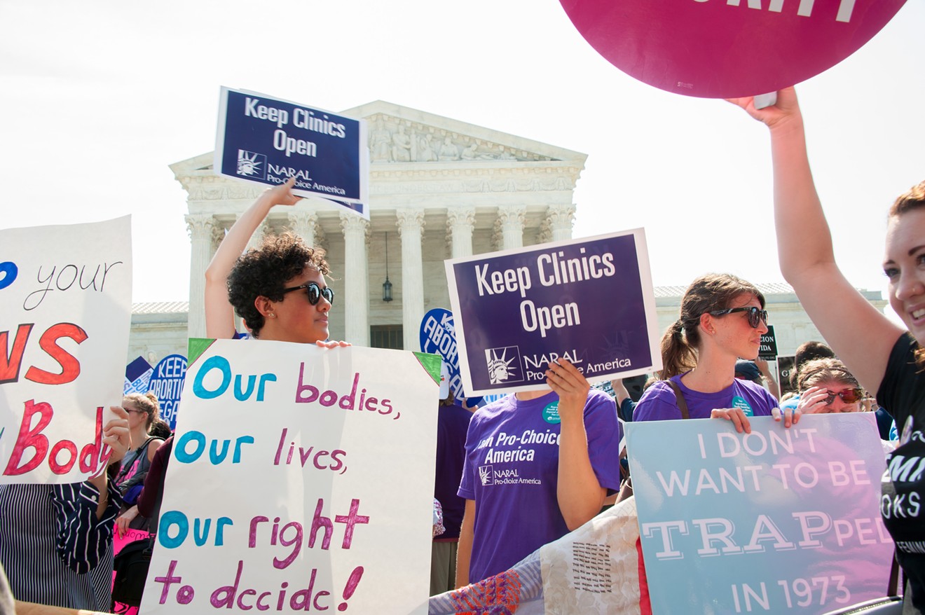 Abortion-rights protesters gathered at the U.S. Supreme Court ahead of SCOTUS's ruling on Texas' last major abortion law, 2013's HB 2.