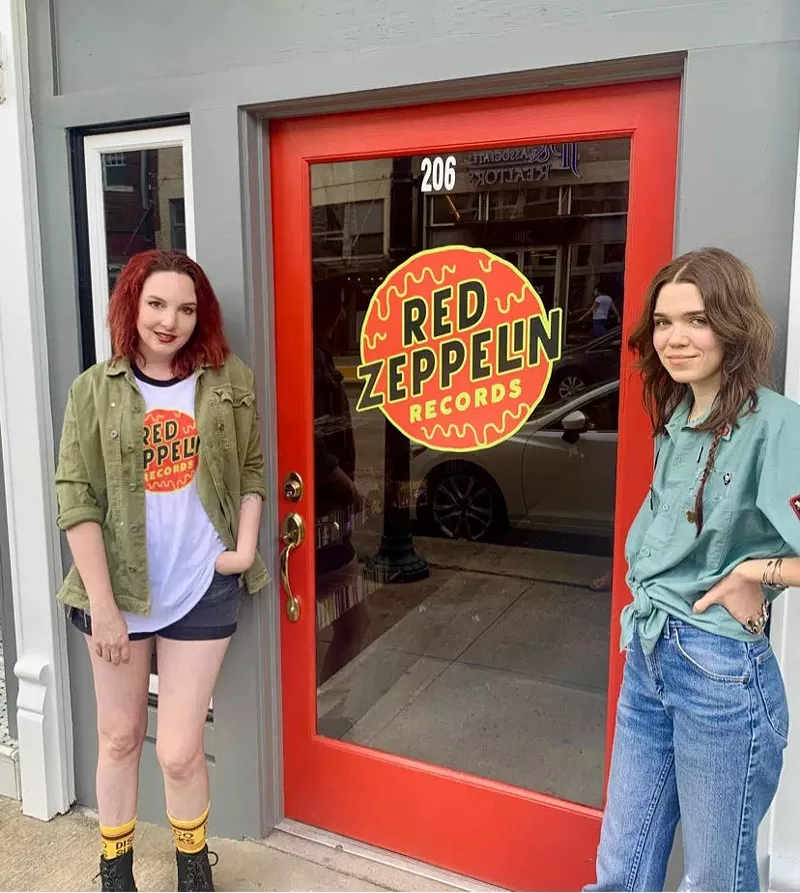 Image: Owner Katie Scott (left) and manager Bayleigh Cheek at Red Zeppelin Records in McKinney