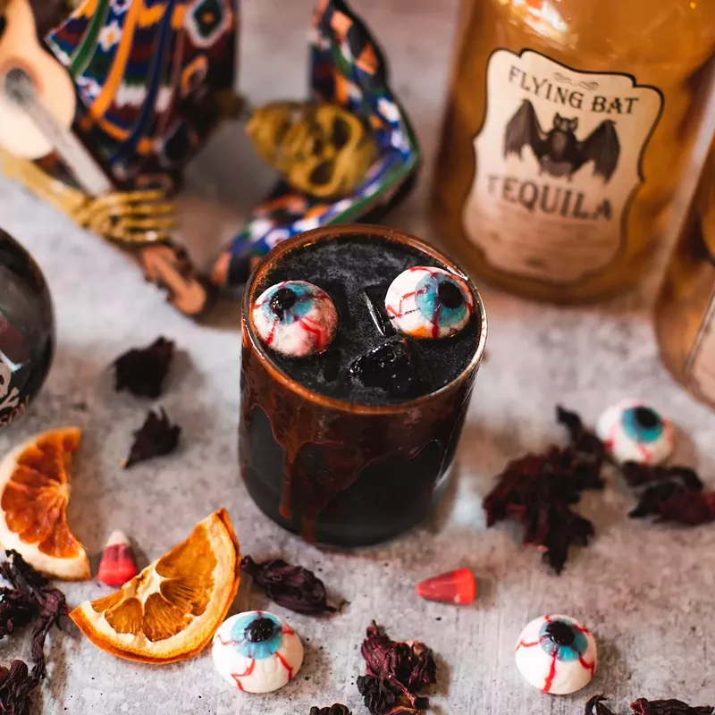 Image: Urban Taco has four Halloween-themed cocktails like this one, the La Llorona, a guanabana/pineapple margarita