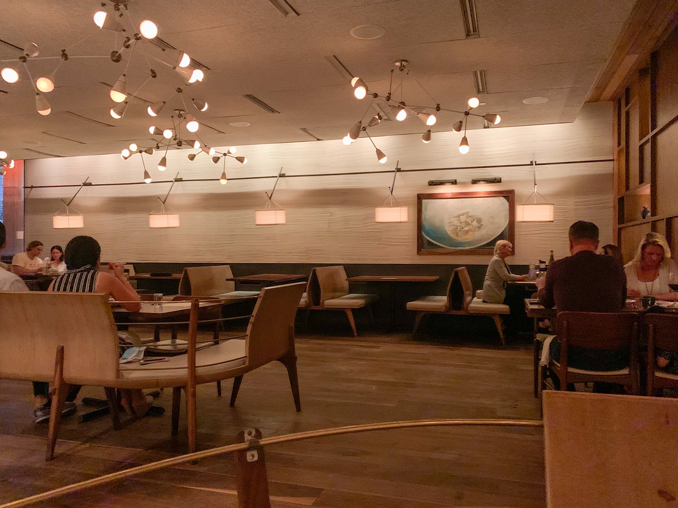One part of Uchi's dining space, which is limited to 50% capacity.